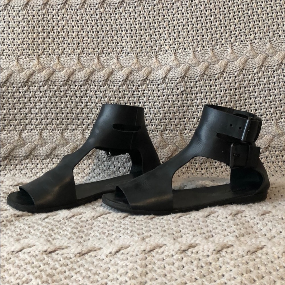 Marsell Black Leather Flat Gladiator Sandals